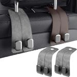 Wanfolle Car Seat Back Double Hooks, 2 Pcs Leather Car Seat Organiser Hooks Headrest Hanger, Universal Car Hanger Storage Car Back Seat Organizer for Handbag Purses Bags (Gray1)