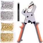 Swpeet 1002Pcs 2 Colors 1/4 Inch (6mm) Grommet Pliers Metal Grommets Kit, Grommet Handheld Hole Punch Pliers with 1000Pcs Gold/Sliver Grommets for Grommet Machine Hand Press Grommet Tool Leather