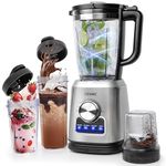 Duronic Jug Blender BL114 with Coffee Grinder Mill, Portable Mini Blender Bottle, 1.75L Stainless Steel Glass Table Blender for Baby food, Soup and Protein Shakes, Smoothie Maker 1400W