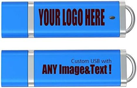 Wholesale Promotional Custom Style USB Flash Drives Personalized USB Thumb Drive Logo Printed USB Flash Memory Stick 2GB 100 Pack Light Blue