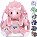 Naturally KIDS Pink Dinosaur Backpack, Dinosaur Toys for Girls, Toddler Backpack for Girls w Stuffed Animal