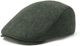 FEINION Men Wool Blend Flat Cap Tweed Newsboy Ivy Hat (Herringbone Green)