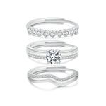 Senteria 3Pcs Sterling Silver Rings for Women, Silver Adjustable Rings Thumb Rings Set Shiny Cubic Zirconia Stacking Rings Dainty Wedding Engagement Rings Silver Statement Ring Set for Women