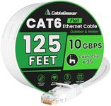 Cat 6 Ethernet Cable 125 ft, Indoor&Outdoor, High Speed 10Gbps Internet Network, Pure Copper Flat Ethernet Patch Cable Long, Computer LAN Cable with Clips & Straps for Router, Modem, PS4/5, White
