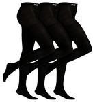 THMO 3 Pair Multipack Girls Thermal Tights for Winter Black Warm Tights Ideal for School (11-12 Years, Black)