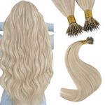 YoungSee Nano Hair Extensions Blonde Real Hair Nano Bead Human Hair Extensions Warm Ash Blonde Highlight Bleach Blonde Nano Ring Hair Extension Highlight Nano Loop Hair Extensions Blonde 16in 50s 50g