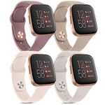 Vancle Bands Compatible with Fitbit Versa 2 Bands for Women Men, Soft Breathable Sport Replacement Wristbands for Fitbit Versa 2 / Fitbit Versa/Versa Lite/Versa SE (Milk Tea/Smoke Purple/Starlight/PinkSand)