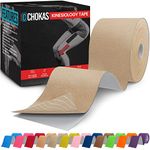 CHOKAS Kinesiology Tape 5m Roll, Elastic Therapeutic Sports Tape for Shoulder,Ankle,Elbow,Wrist,shin,Splints and Knee Support, Waterproof Physio Body Tape for Muscle Pain Relief, Boob Tape (Ivory1)