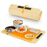 Food Warming Trays Mat for Party, Roll Up Silicone Electric Heating Mat for Food, Food Fast Heating or Thawing Mat for Family Gatherings, Restaurants, Chafing Dish, Everyday Use (Light Beige)