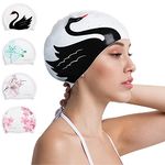 COPOZZ Silicone Swim Cap for Women, Protecting Hair and Ears, Suitable for Women with Long Hair to Keep Hair Dry