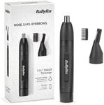 BaByliss Men E652E Nose Ear Eyebrow Hair Clipper Circular Cutting System Washable Under Tap Black