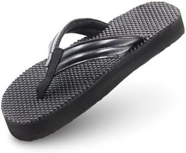 SHAPECRUNCH Acupressure slippers for Men - Massage Flipflops with Soft cushioning, Anti-Skid, Lightweight (Black, 7)