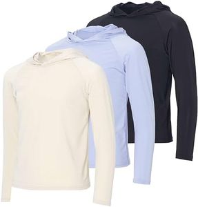 Real Essentials 3 Pack Boys Swim Shirt Rash Guard Shirts Long Sleeve Blue Hoodie Boy Kids Hoodies Girls Sun Fishing Rashguard Youth Sweatshirt SPF UV, 12-14