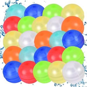 24PCS Reusable Water Balloons, Self-Sealing Silicone Water Bomb with Mesh Bag, Refillable Water Balls for Boys and Girls, Outdoor Summer Water Toys Pool Beach Park Yard