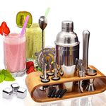 Cocktail Shaker Set,750ml Stainless Steel Cocktail Making Set with Display Stand,18 Pieces Bar Tool Kit for Bartender,Gift for Father,Men and Cocktail Lovers.