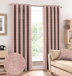 Casableu Slubby 2 Piece Polyester Eyelets (Steel) Blackout Curtains with Tie Back, Bedroom Living Room (Light Pink, 7 Ft x 4.2 Ft)