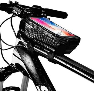 Bicycle Front Top Tube Touch Screen Saddle Bag Rack Mountain Road Bike Bag Smart Phone Bag，Bike Phone Mount Universal Bicycle/Motorcycle Cell Phone Holder Smartphone Cradle Clamp (Bike Bag)