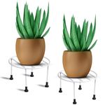 ORILEY Plant Round Stand Galvanised Metal Flower Pot Holder Gamla Support Corner Rack Outdoor Display Shelf for Home Garden Balcony Decoration - (Pack of 2, White)