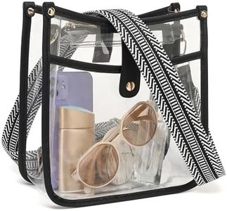 LOXOMU Clear Bag for Stadium Events - Clear Crossbody Bag Stadium Approved with Guitar Strap, Clear Stadium Bags for Women for Concerts, Festival