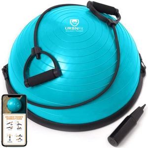 URBNFit Half Balance Ball - Yoga Ball Balance Trainer for Core Stability & Full Body Workout at Home or Gym - Resistance Bands, Pump and Exercise Guide Included - Teal