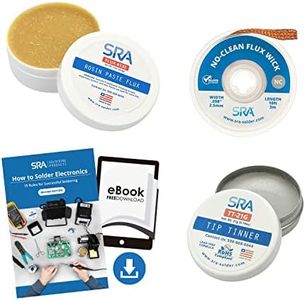 SRA Soldering Products Solder Upgrade Kit - USA Made No Clean Electronics Flux Paste, Lead Free Tip Tinner for Iron Maintenance, 10' Copper Braid Desoldering Wick .098'' and How to PDF Guide SRAKIT-1