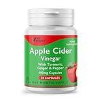 Vit Direct - Apple Cider Vinegar Capsules - 60 Capsules - 400mg - with Turmeric, Ginger & Pepper - Daily Supplement - One Month Supply - Easy to Take - Ideal for Gut Health & Digestion