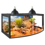 PROLEE Bearded Dragon Tank, Curved Reptile Enclosure with 3-Side Clear Acrylic Panels, Spacious Lizard Tank with Metal Mesh Top and Lockable Door for Reptile Habitat (Black, 32" Length,34 Gallons)