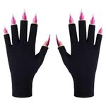 UV Gloves for Gel Nail lamp, Professional UPF50+ UV Protection Gloves for Manicures, Anti UV Fingerless Gloves for Nail Art Skin Care Protecting Hands from UV Light Harm (Black)