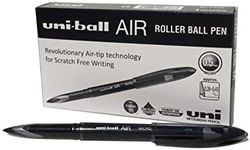 uni-ball UB-188-M Micro Air Rollerball Pens. Premium 0.5mm Nib for Super Smooth Handwriting. Writes Like a Fountain Pen. Fade and Water Resistant Liquid Uni Super Ink. Box of 12 Black Ballpoint Pens