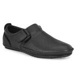 egoss Comforts Premium Genuine Leather Slipper Sandals for Men (Black-9)-GS-805