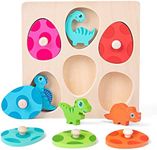 LZDMY Baby Wooden Montessori Dinosaur Puzzles Toys for Boys Girls 1 2 3 Year Old, Toddlers Sensory Toys Dinosaur Eggs Motor Skill Toy Sorting Game, Baby Birthday