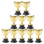 STOBOK Small Gold Award Trophy Cups: 10pcs Mini Kids Trophys Toy Winner Gold Achievement Trophies for Party Favor Props Rewards Winning Prizes Competitions Football Soccer Baseball Award Ceremony