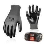 Vgo... 10pairs Safety Work Gloves Nylon with PU Nitrile Coated Palm Non Slip Garden Gloves Utility Dipping Gloves, Multipack Latex Free