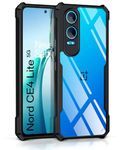 WOW IMAGINE TPU Shock Proof Clear Protective Back Case For 1+ Oneplus Nord Ce 4 Lite 5G-Airedge Technology|360 Degree Camera Protection|Transparent Hybrid Back Case Mobile Cover-Black