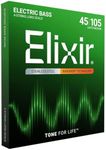 Elixir Strings, Electric Bass Guitar Strings, Stainless Steel with NANOWEB Technology, Longest-Lasting Bright Tone with Comfortable Feel, 4-String Set, Long Scale, Light/Medium 45-105