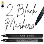 ARTISTRO 2 Acrylic Paint Pens for Rock Painting Ceramic Wood Glass Tire Plastic, Fabric Marker Paint Markers Ideal for Labeling DIY Crafts Art Projects, 0.7mm Extra Fine Tip, Black