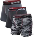 Separatec Mens Underwear with Pouch for balls Anti Chafing Underwear Men Athletic Sport Performance Long Boxer Briefs 3 Pack(M, Dark Gray/Black/Grey Camo)