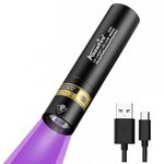 Alonefire SV94 365nm Small UV Torch Light 3W USB Rechargeable Mini Black Light Money Detector for Resin Curing, Pet Urine Detection, Scorpion, Fishing, Minerals, Leaks,Cure Glue with Built-in Battery