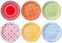 Tyzarglef Colored Paper Plates for Party Supplies, 60 Count Multicolor Disposable Dessert Cake Plates for Birthday Baby Shower Cocktail Decorations 7 inch