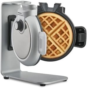 CASO Design WaffleUp Belgian Waffle Maker, Non-Stick Waffle Iron, 5 Browning Levels, Overflow Protection with Drip Container, Space-Saving Design, Cable Tidy, Silver