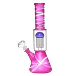 Metier 14 Inch Glass Bong - Ice Chamber (bong for smoking/glass bong/bong best bong/ice bong) 10 Arm Tree Percolator Ice Waterpipe Glass Bong Hookah Pipe(14" Pink)