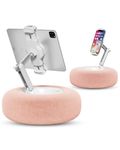 Viozon Tablet Stand with Pillow, Kindle Holder, Compatible with 4.7"-13" Phone/Tablet, iPad, iPhone, Google, Kindle, 360°Adjustable Phone Holder for Bed with Soft Plush Fabric, Detachable Bowl, Pink