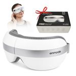 Enmode Eye Massager with Lukewarm Heat, Bluetooth & Air Compression | 5 Modes, Foldable, Rechargeable | Reduces Eye Strain, Therapy for Dark Circles, Headache Relief, Stress Relief & Better Sleep (White)