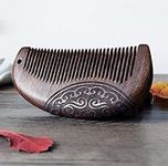 MINGZE Wood comb, Natural Anti-static Sandalwood Wooden Hair Comb, Double-sided carved sandalwood comb (12-1)