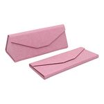 Real Sic Solid Color Eco Leather Magnetic Folding Hard Case for Sunglasses, Eyeglasses, Reading Glasses, Pink, One Size