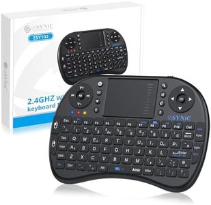 ESYNIC Mini Wireless Keyboard 2.4G XBMC Keyboard Touchpad Mouse Combo- Multi-media Portable Handheld Android Keyboard- for Google Android Smart TV Box Media Mini TV PC Stick HTPC IPTV Raspberry PI 3 PS3- British Layout-Black