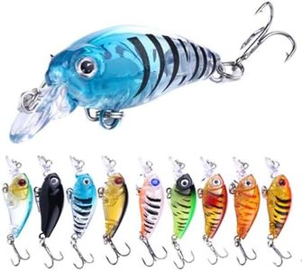 Fishing Lures Kit, Wanfoou 9 Pcs Hard Minnow Fishing Lures, Plastic Lures Small Fat Crankbait Tackle Lures Vivid Colors Artificial Fishing Bait Fishing Accessories for Fresh Saltwater
