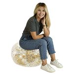 AIRCANDY Inflatable Ottoman BloChair Filled with Gold Glitter Perfect Inflatable Furniture for Kids and Adults. Can be Used Indoors or Outdoors.