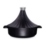INTIGNIS Tagine Cooking Pot | 28cm / 4.2L Aluminium | Oven Proof | Induction, Gas, Electric, Ceramic, Halogen | Chemical Free Non Stick | Traditional Moroccan Pan (Black)