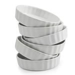 GOURMEX White, Fluted Quiche Baking Dish | Ceramic Nonstick Pan | Perfect for Baking Tart Pies, Creme Brulee, Custard Dishes and Cheesecake | Porcelain (11.5cm Round 6pk)